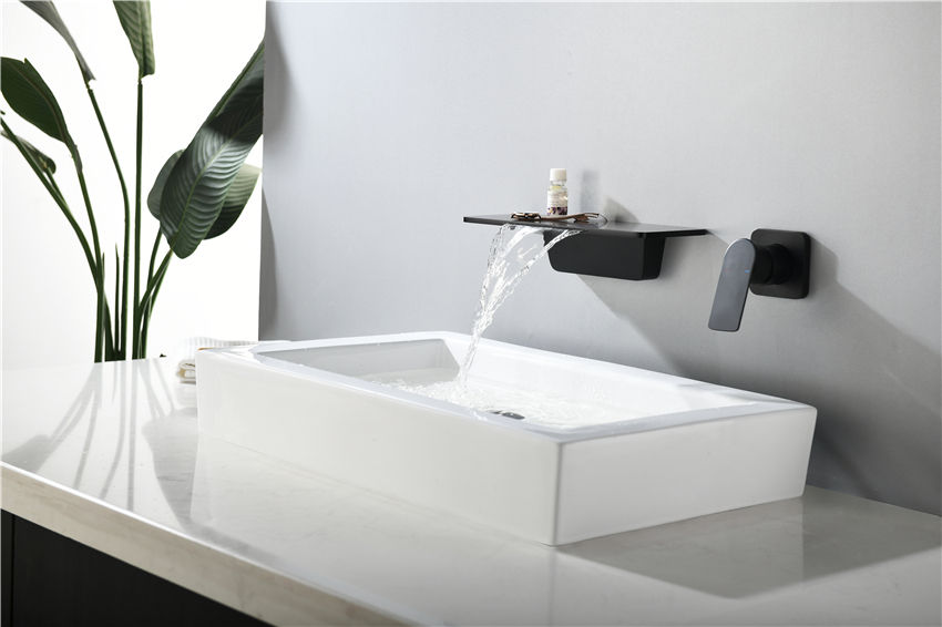 Wall Mounted Basin Mixer Faucet Black Taps Tap Wash Gold Bathroom Faucets Modern Brass Mount