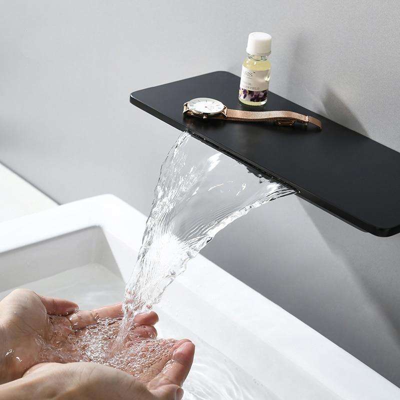 black widespread basin faucet