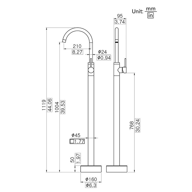 Matte Black Free Standing Bathtub Faucet