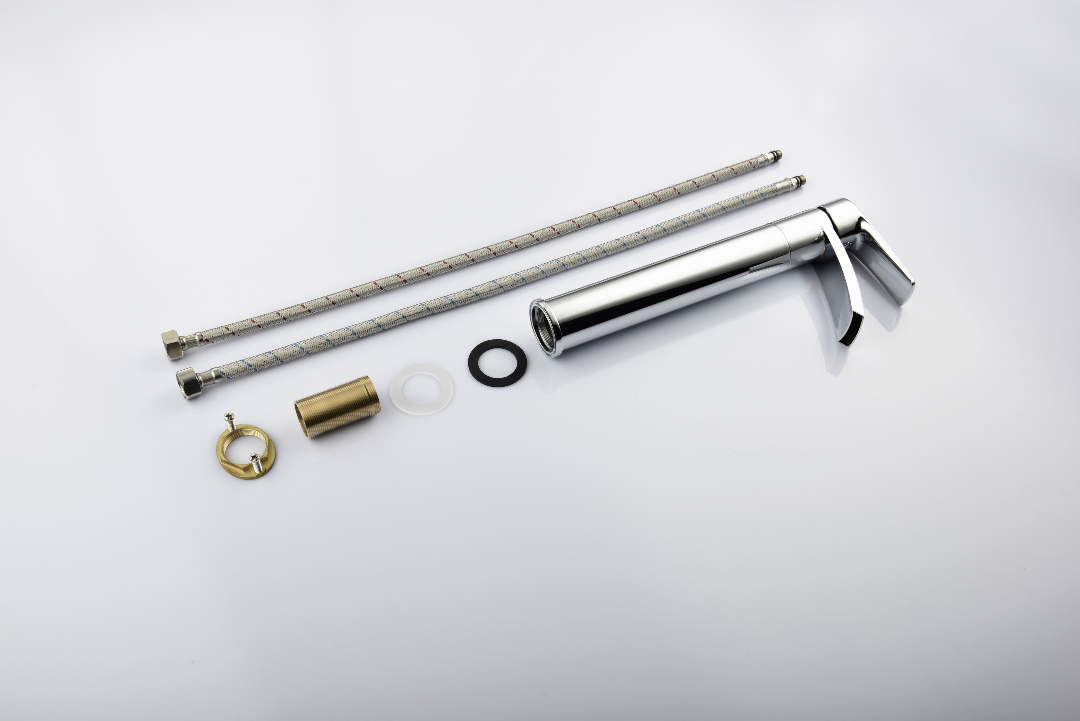 Elegant Square Single Lever Brass Countertop High Neck Basin Faucet From Chinese Factory
