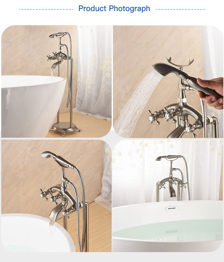 Luxury Floor Mount Bathtub Faucet, Tub Free Standing Bath Tap