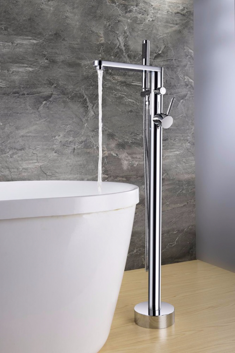 Freestanding Mixer Shower Bath Tap Bathtub Faucet Watermark Floor Mounted Tub Filler Free Standing Modern Bathroom Brass