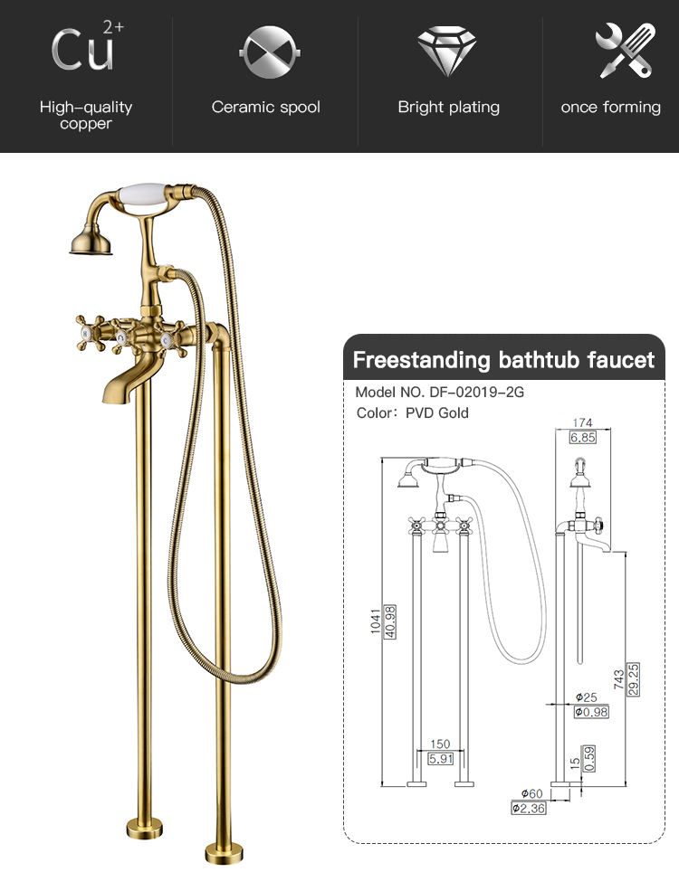 grifo de bañera con manijas
