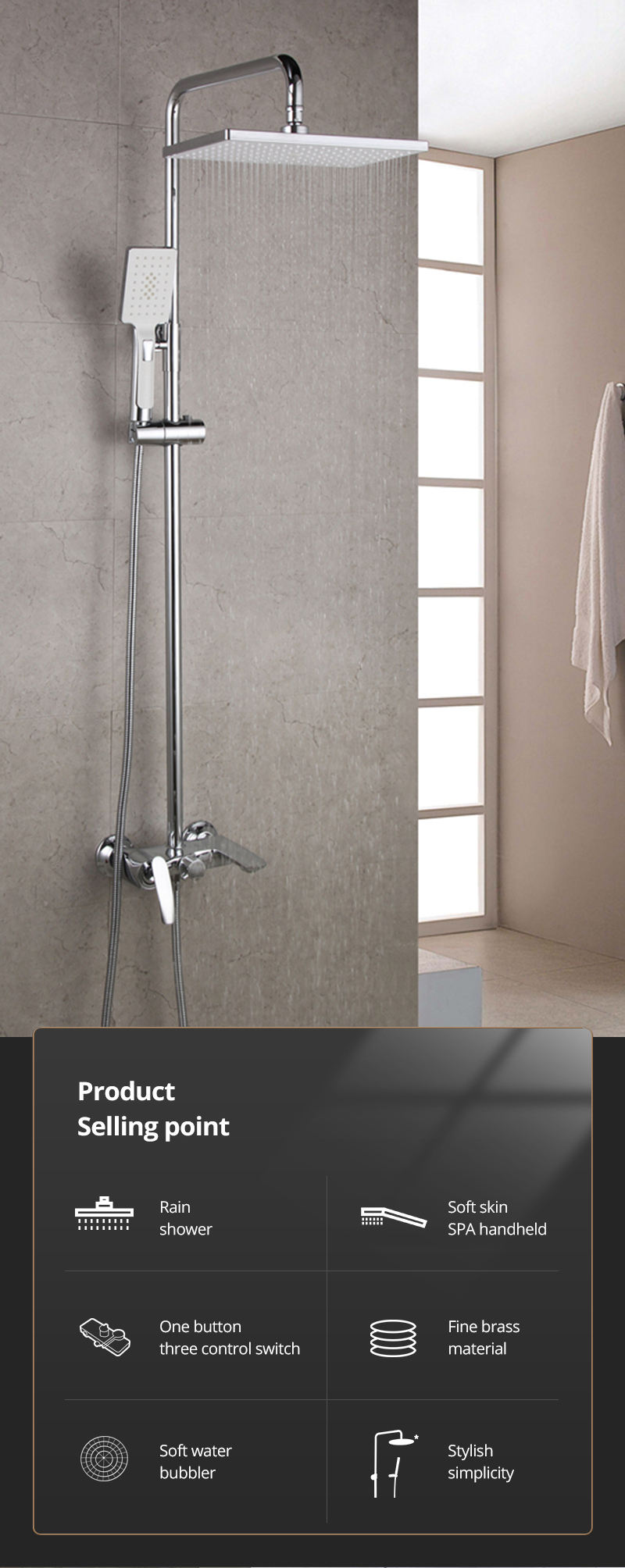 Brass faucet and bath combined bath shower set round